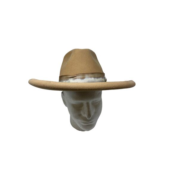 Freya Oat Felt Hat Womens Sz Medium 100% Wool Upturned Brim Hand Dyed Ribbon - Picture 2 of 7